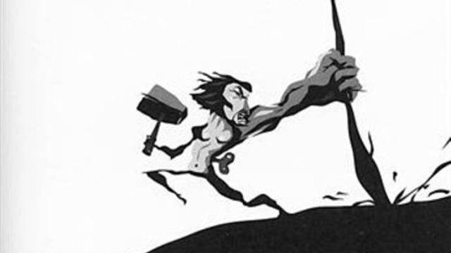 Libertad 8Con el martillo el hombre ve que puede cambiar su destino.
