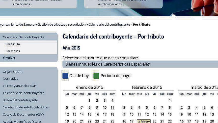 El calendario del contribuyente, en la web municipal.