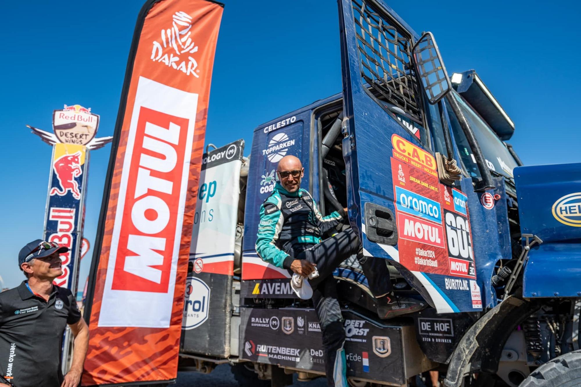 Imatges de l'arribada de Moi Torrallardona, en el camió Iveco Eurol que ha quedat tercer en el Dakar 2024