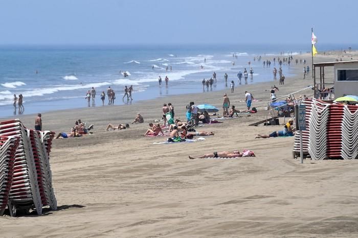 Ambiente de Playa del Inglés en plena fase 2