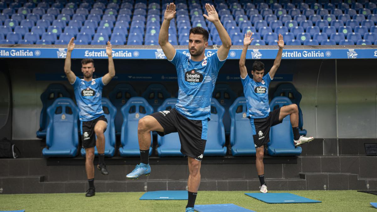 Doncel, ayer en el entrenamiento en Riazor.