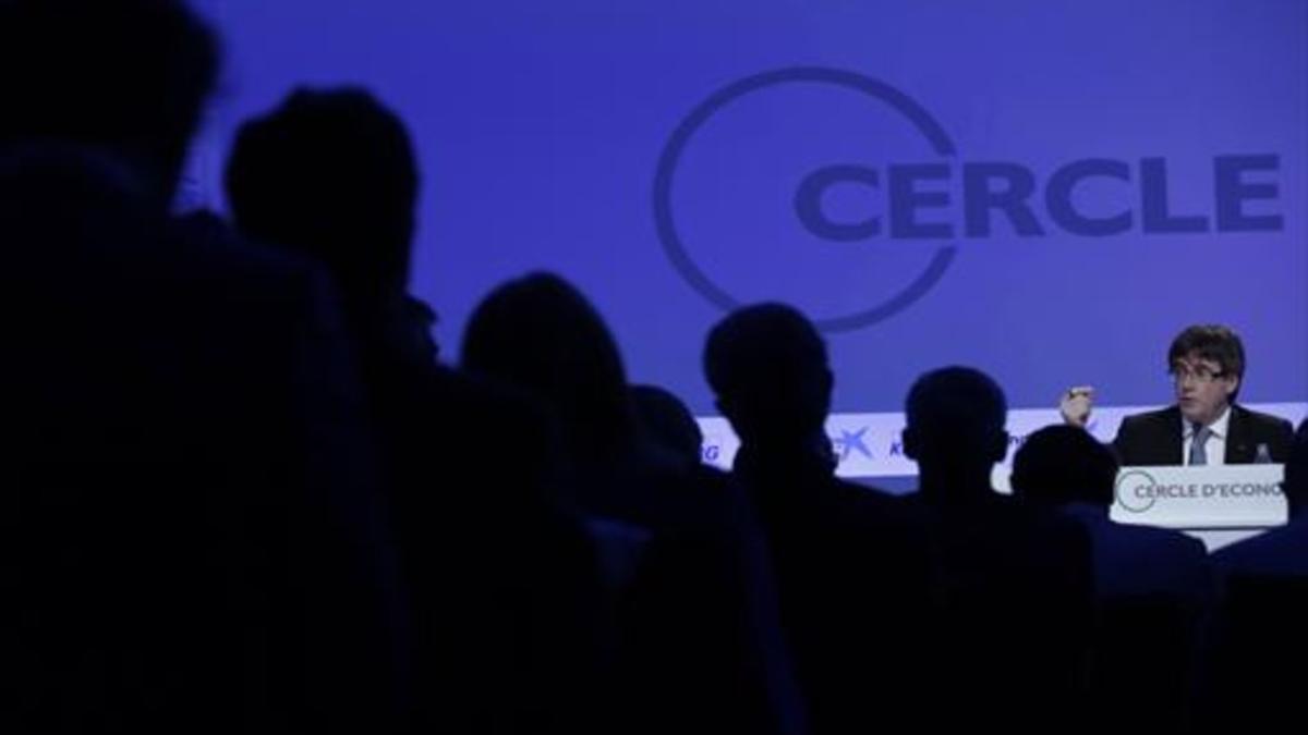 Intervención del presidente de la Generalitat, Carles Puigdemont, en la reunión anual del Cercle d'Economia, el jueves en Sitges.
