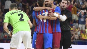 Los jugadores azulgranas celebran el pase a la final.