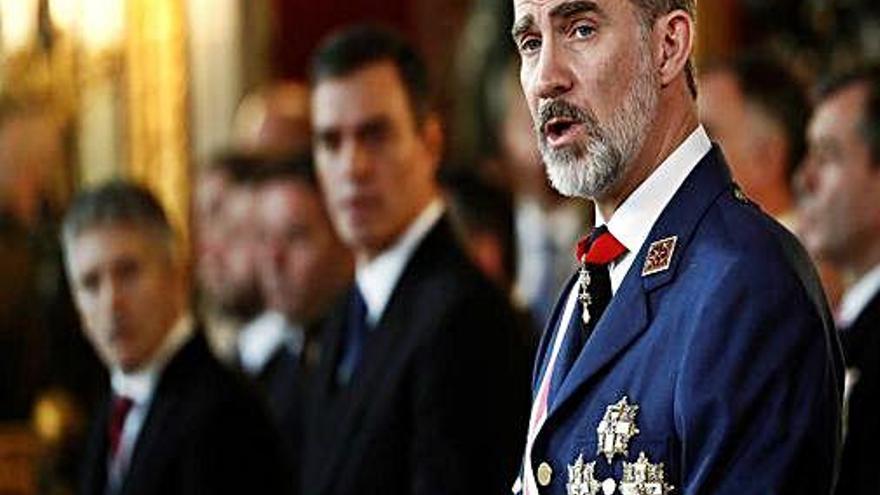 Felip VI, durant el seu discurs per celebrar la Pasqua Militar al Palau Reial.