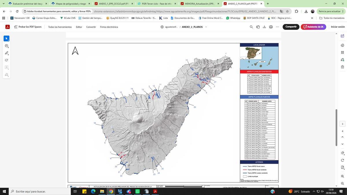 Plano de tramos en riesgo de inundación