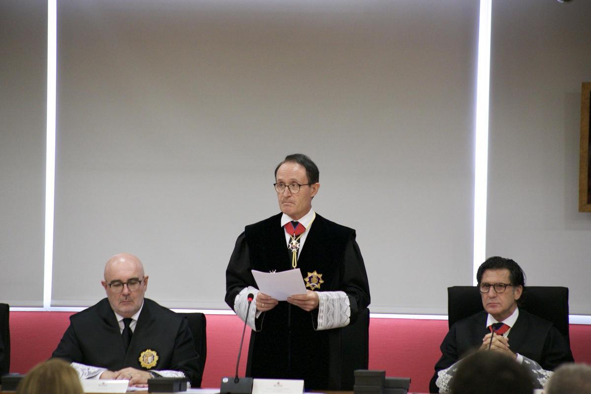 El fiscal superior de la Región de Murcia, José Luis Díaz Manzanera, durante su discurso en la Ciudad de la Justicia.