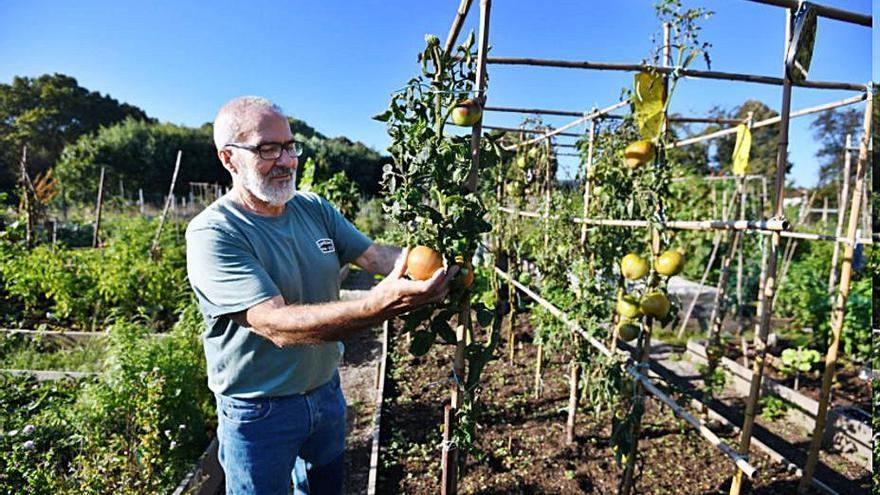 Elías Méndez muestra una hortaliza que él mismo cultivó.