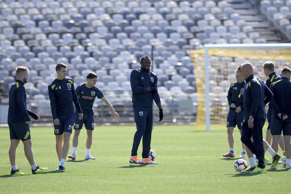 El primer entrenamiento de Usain Bolt, en imágenes