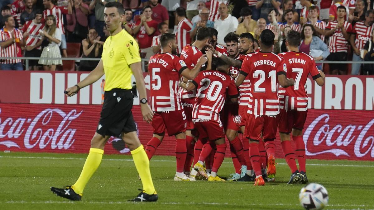 Els jugadors del Girona celebren un gol contra el Getafe