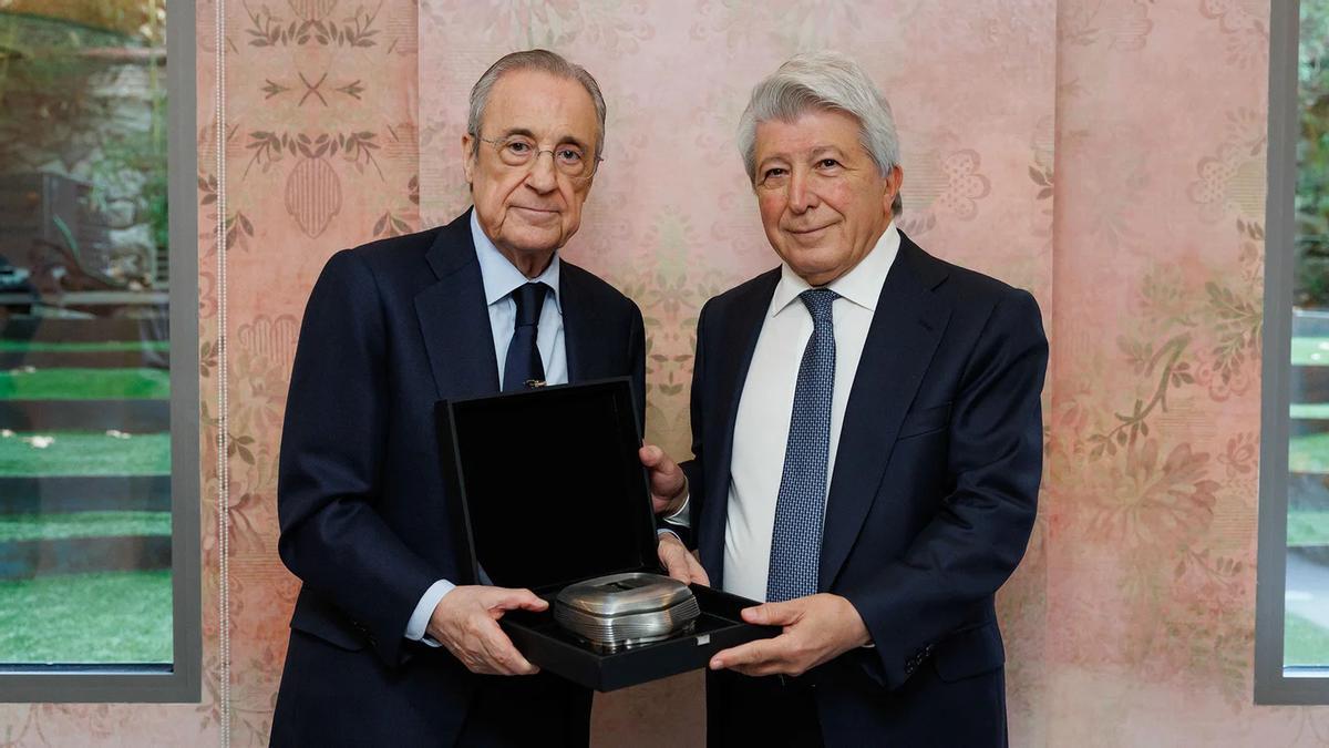 Florentino Pérez y Enrique Cerezo, en la previa del 'Euroderbi'