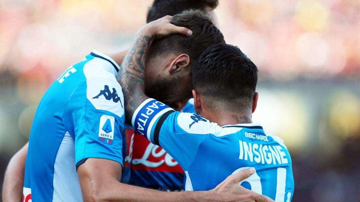 Llorente e Insigne celebrando un tanto