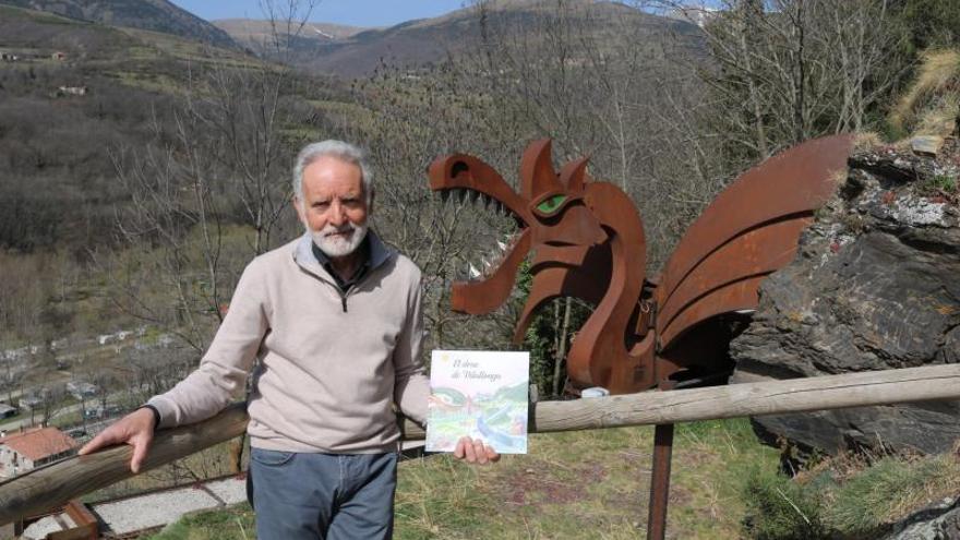 Pere Sau amb el conte i el drac, al parc temàtic de Vilallonga de Ter.
