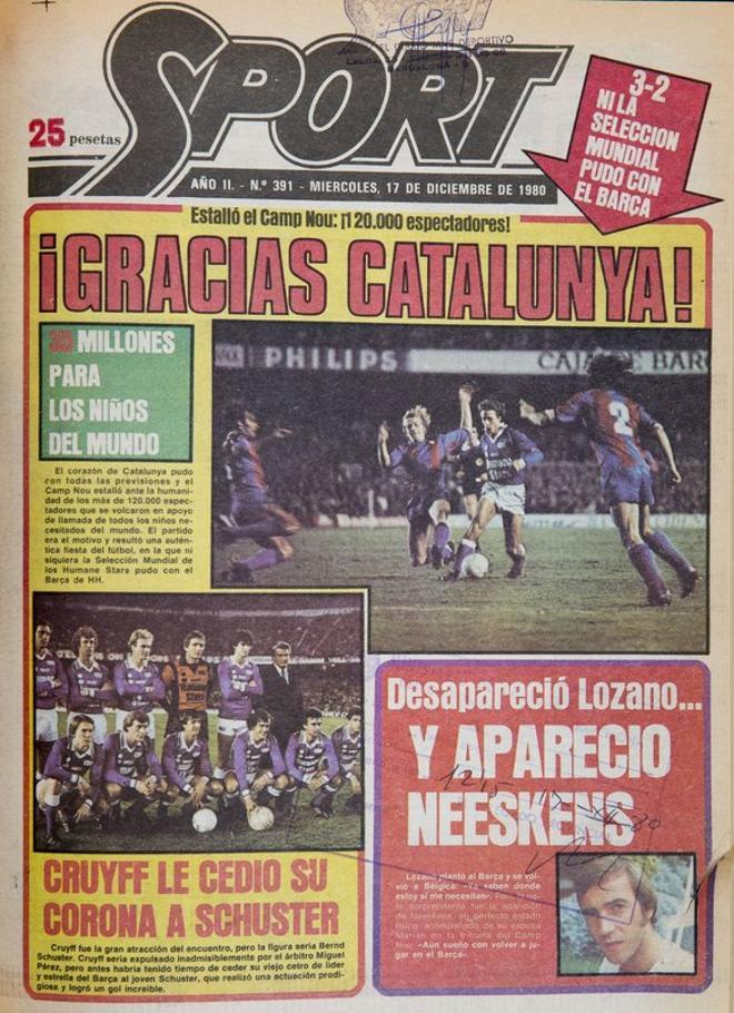 1980 - El Camp Nou acogió a 120.000 espectadores en un partido benéfico