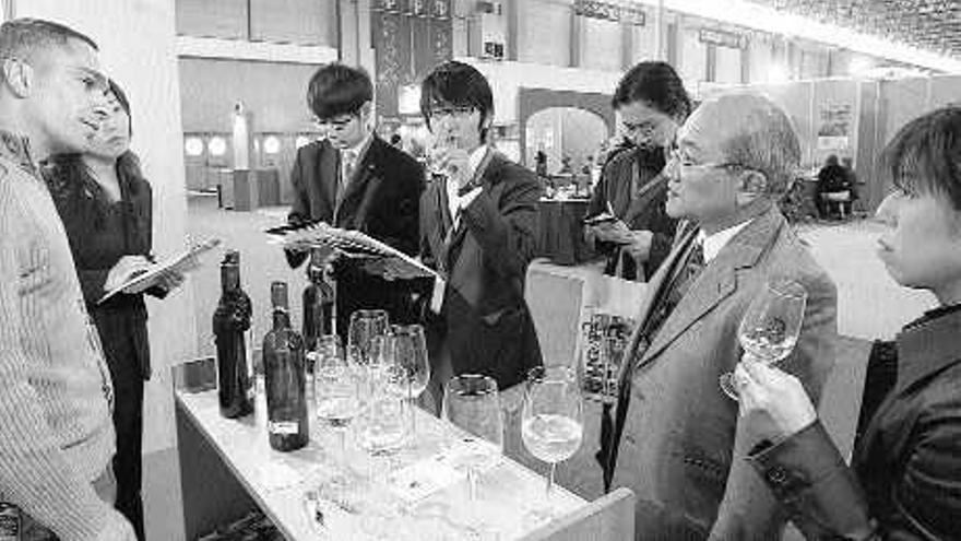 Una delegación de importadores y distribuidores japoneses estuvieron presentes en la primera edición de la feria Vinis Terrae y visitaron bodegas de la Denominación de Origen Monterrei. / jesús regal