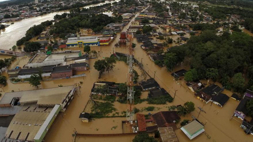 Imagen de las recientes inundaciones en la ciudad de Rio Branco (Brasil).