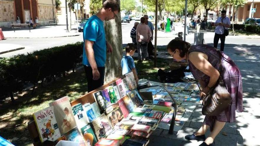 Una vecina echa un vistazo a uno de los puestos del rastrillo.