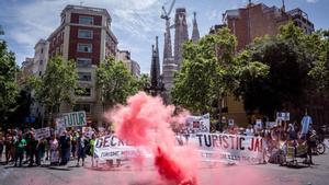 Manifestación en Barcelona por el decrecimiento turístico
