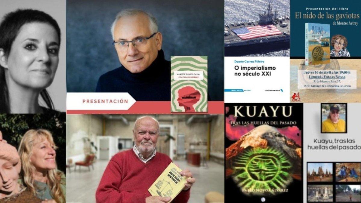 Protagonistas de la tacada de presentaciones de libros en Santiago.