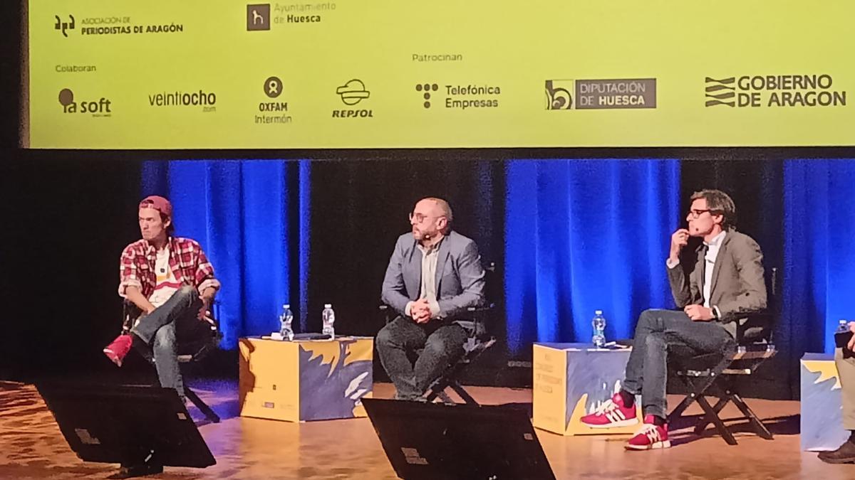 Mesa redonda sobre el Periodismo fuera de las redacciones: Carles Tamayo, Sandro Pozzi y David Martínez (de izquierda a derecha)