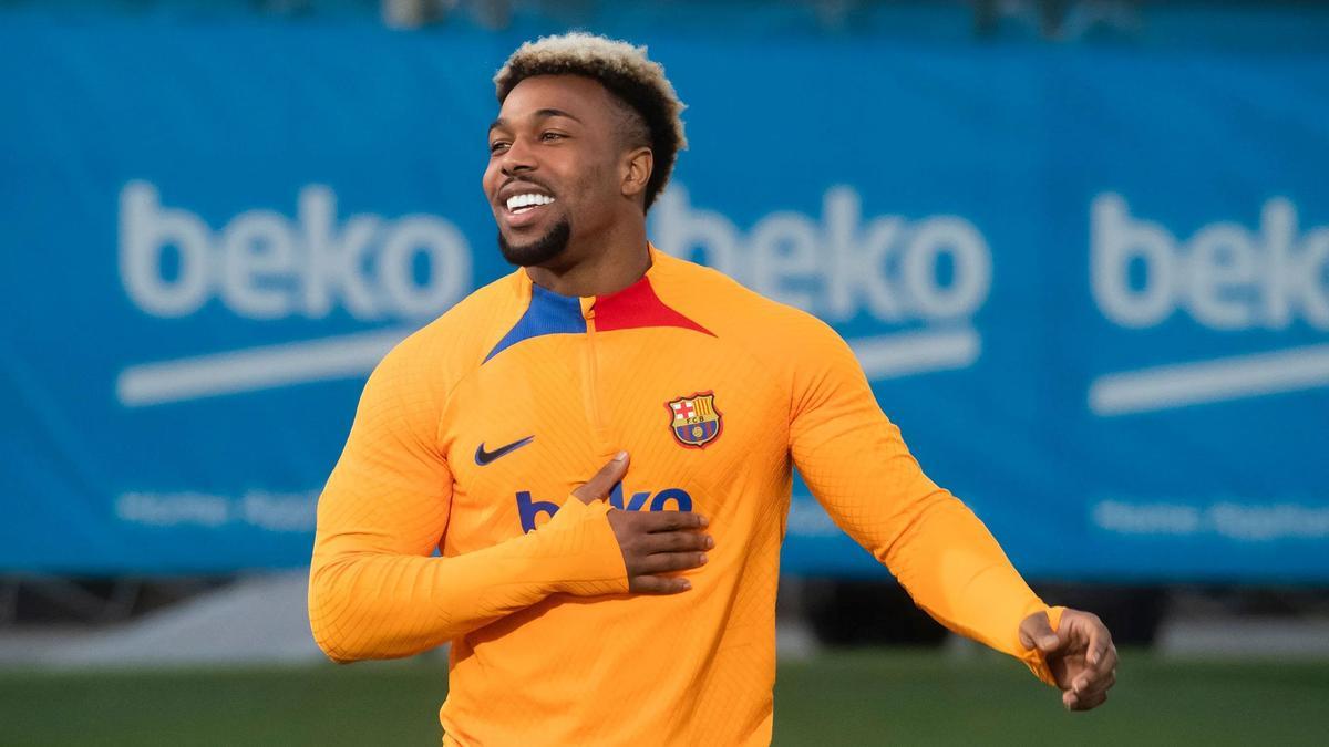 Adama Traoré en un entrenamiento del Barça