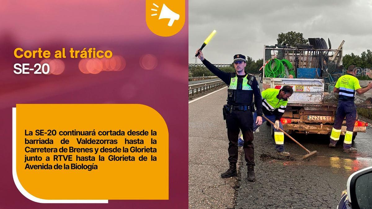 La SE-20 seguirá cortada.