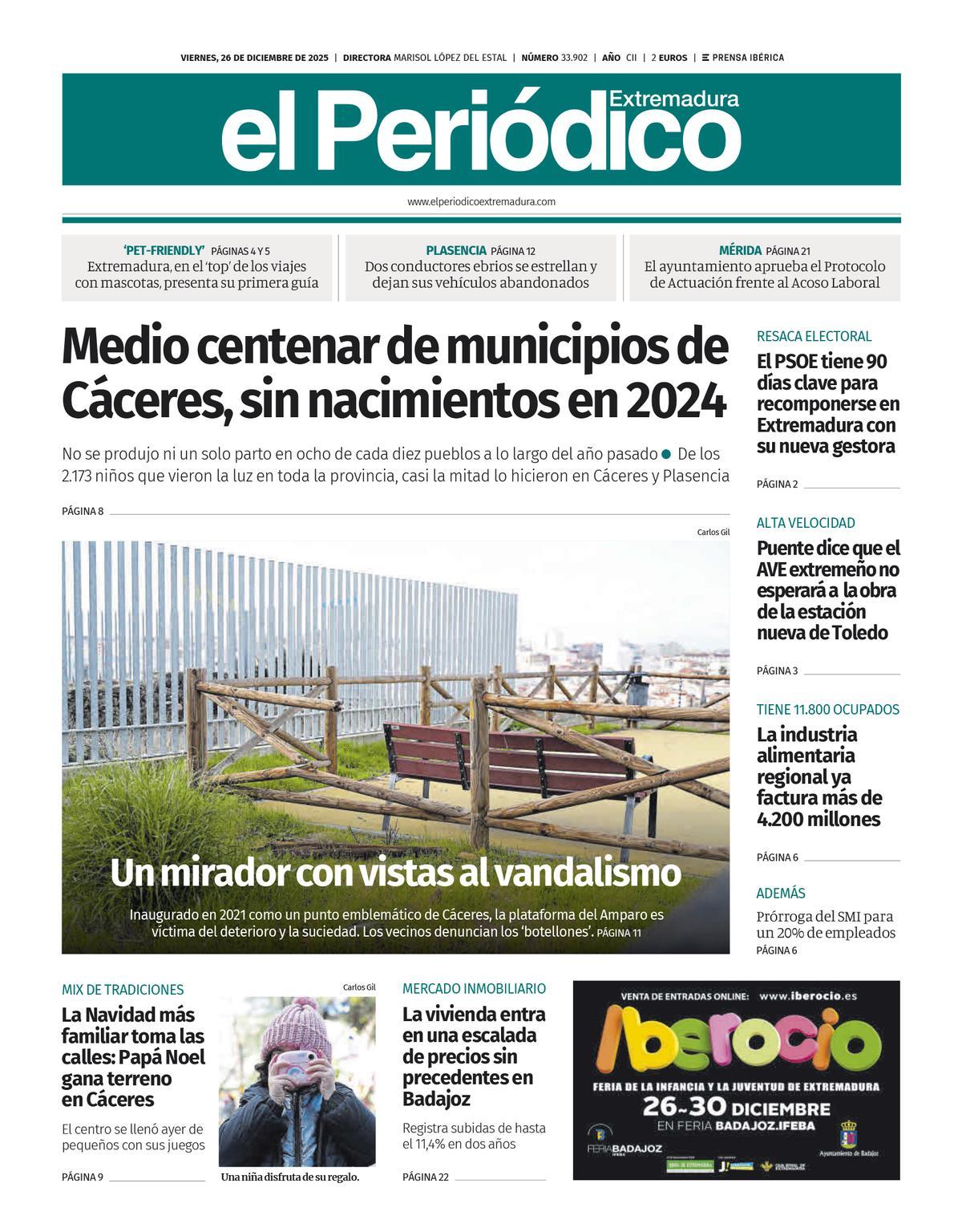 Consulta la portada correspondiente al día 26 de diciembre de 2025