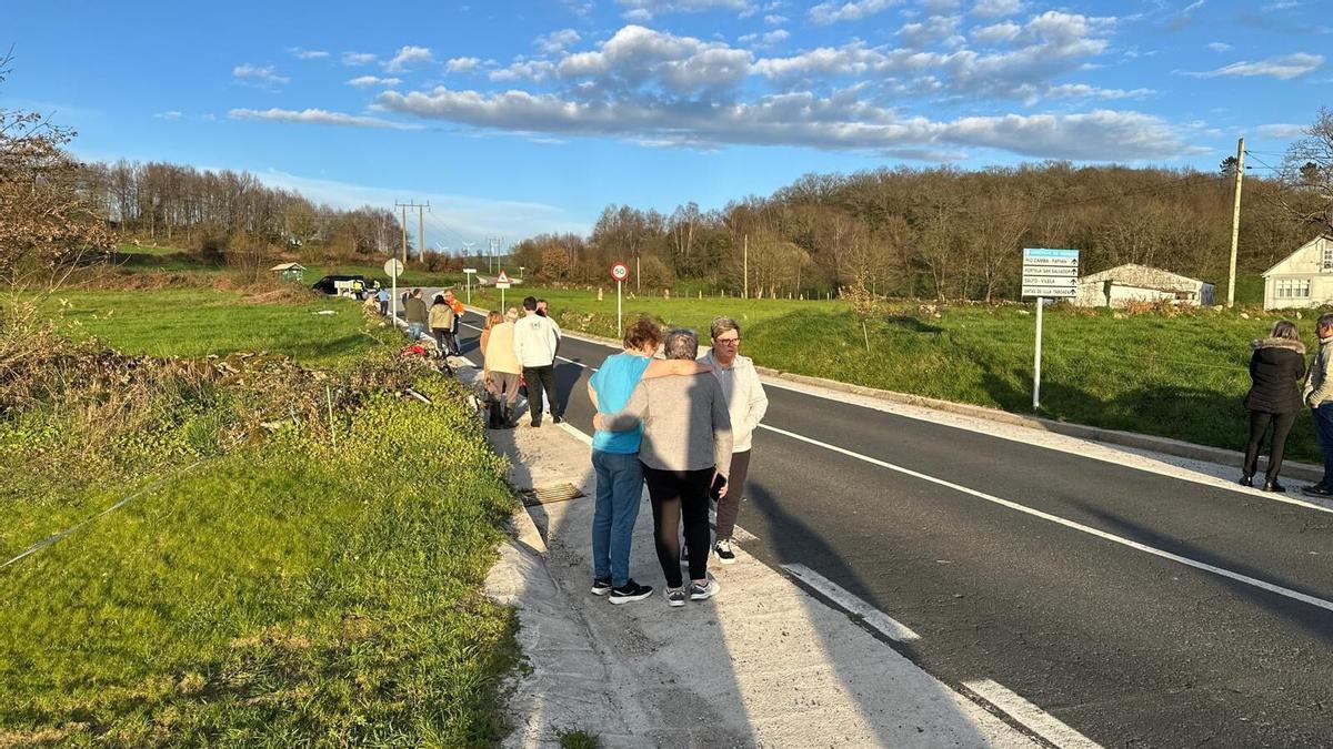 Carretera donde se produjo el atropello mortal en marzo en Rodeiro.