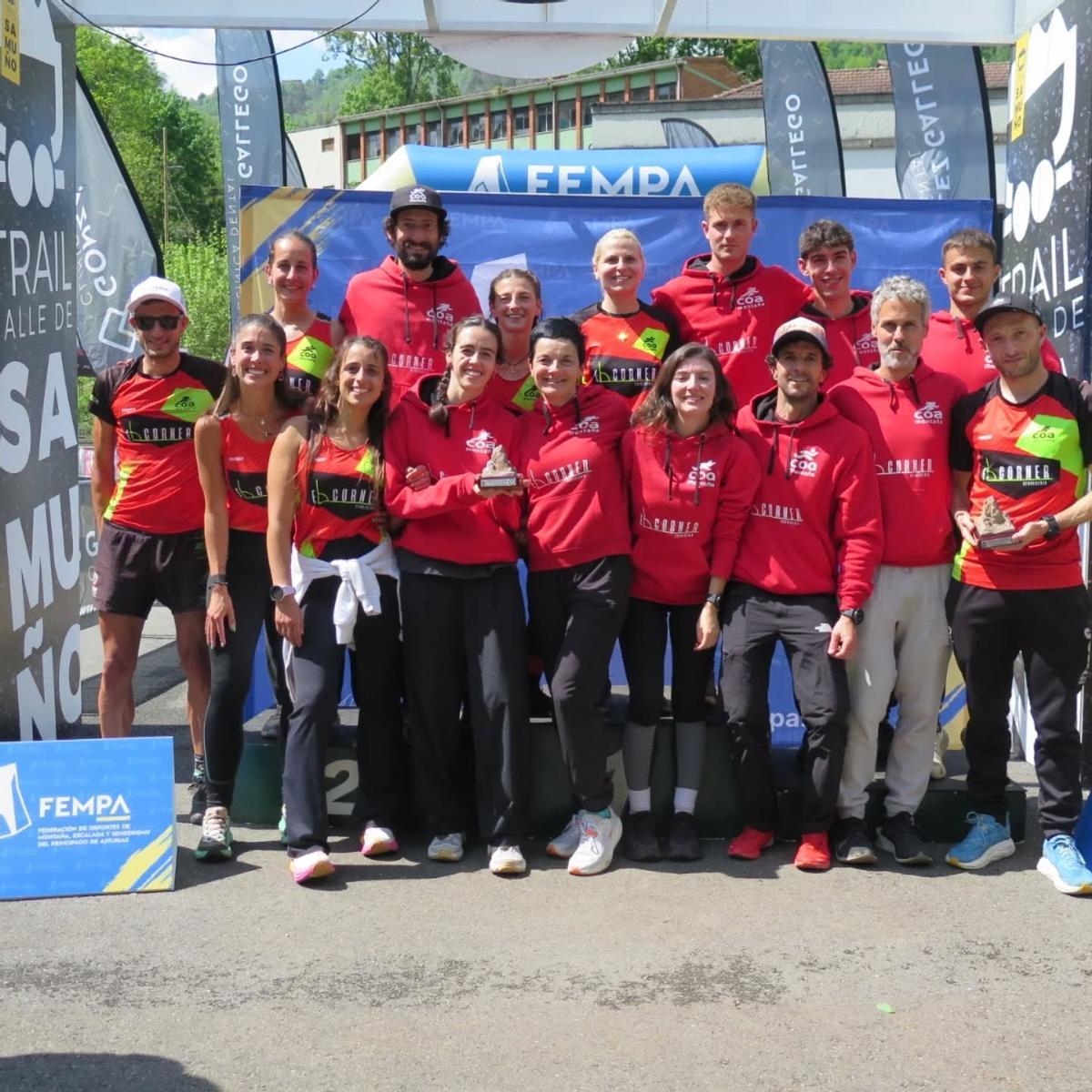 Los equipos masculino y femenino del COA en el Campeonato de Asturias de trail de la FEMPA.
