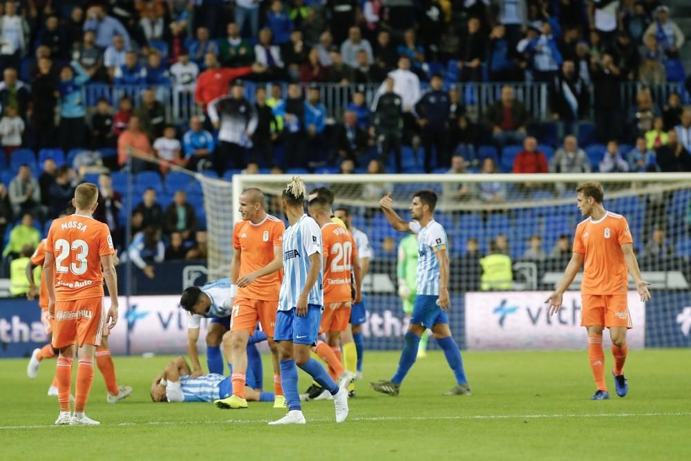 El partido entre el Málaga y el Oviedo, en imágenes