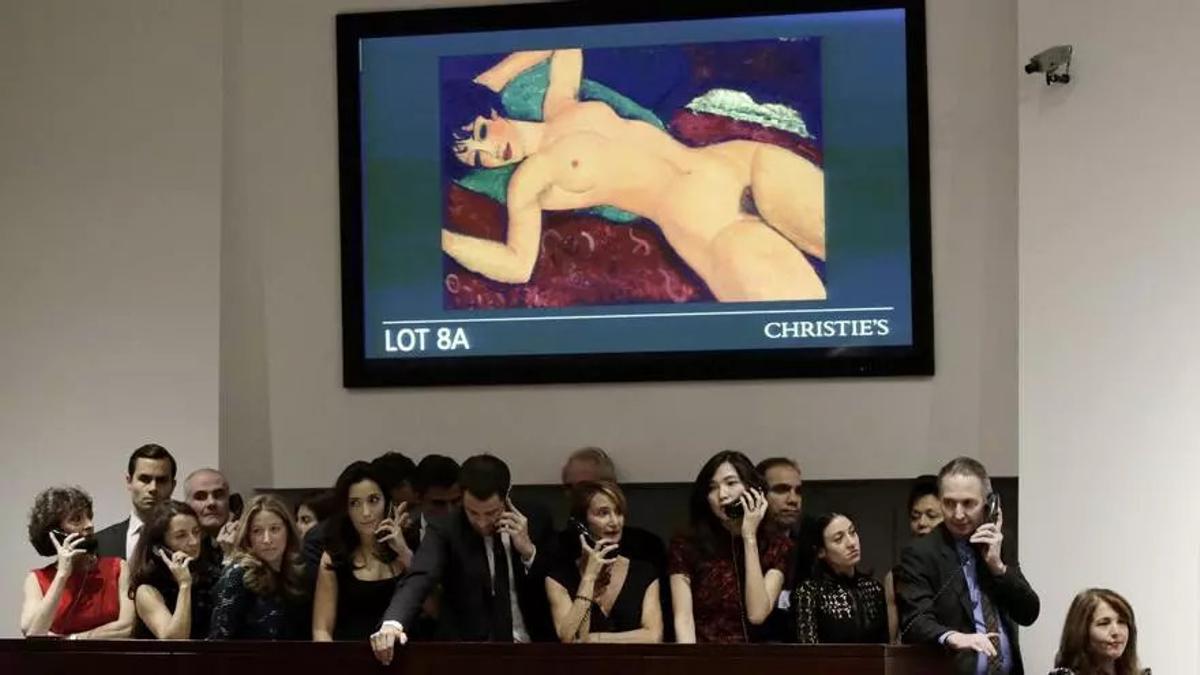 Subasta en Christie's de un cuadro de Modigliani, 'Desnudo acostado'.