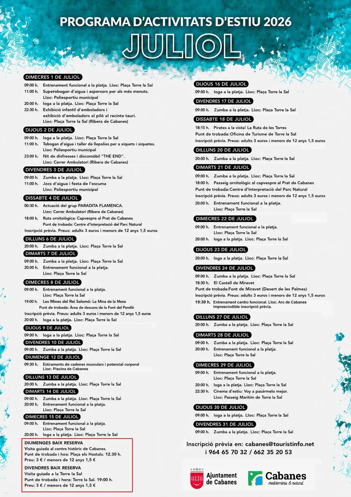 Cartel de la programació de juliol.