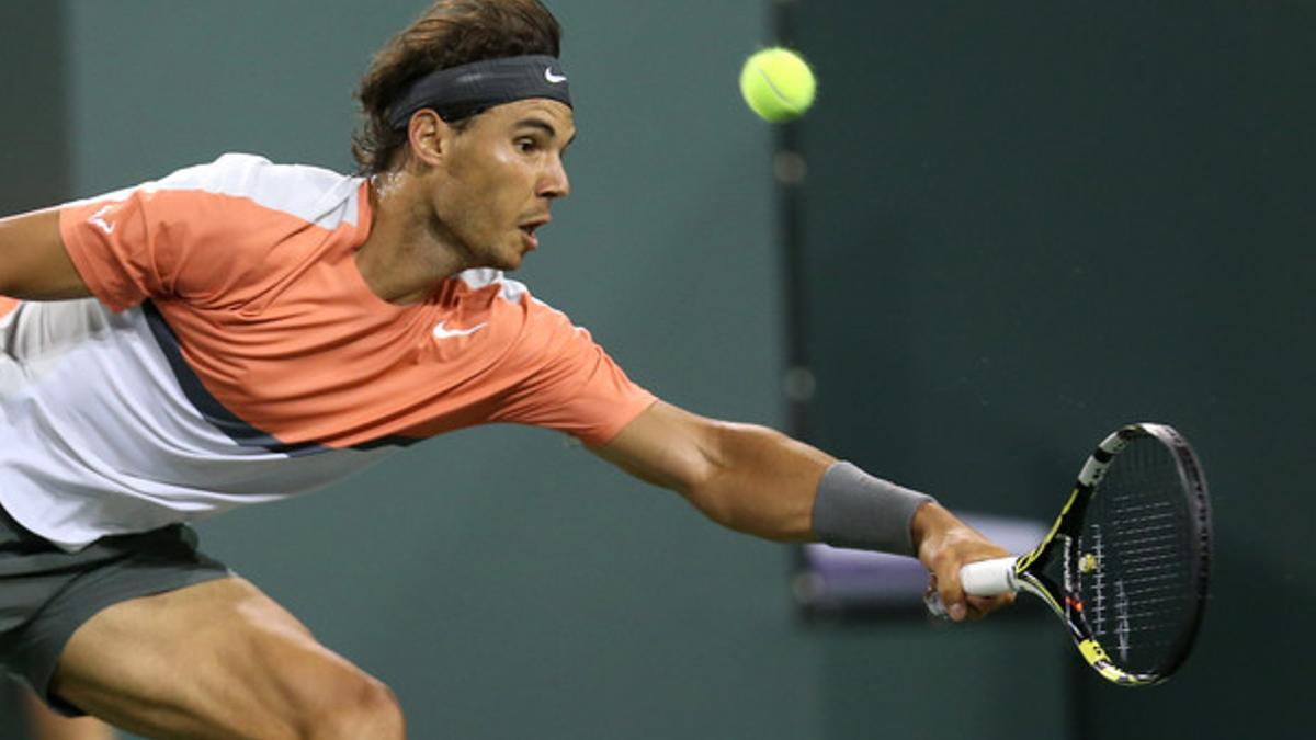 Rafa Nadal, durante el partido contra Alexandr Dolgopolov, en Indian Wells.