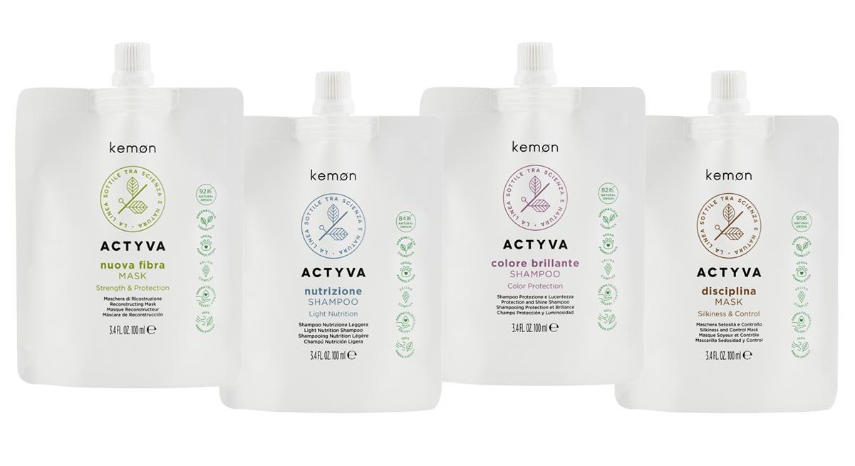 Línea de capilar Actyva de Kemon en formato travel de 100 ml.