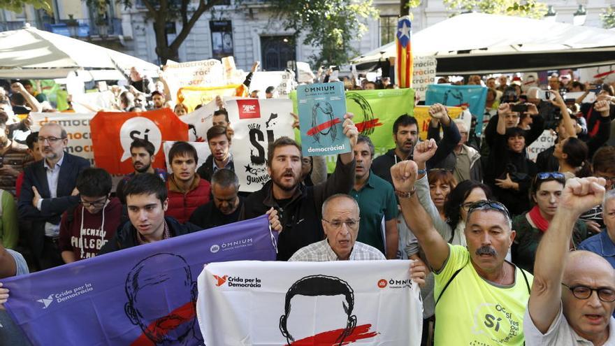 Manifestación en la Gran Vía de Barcelona