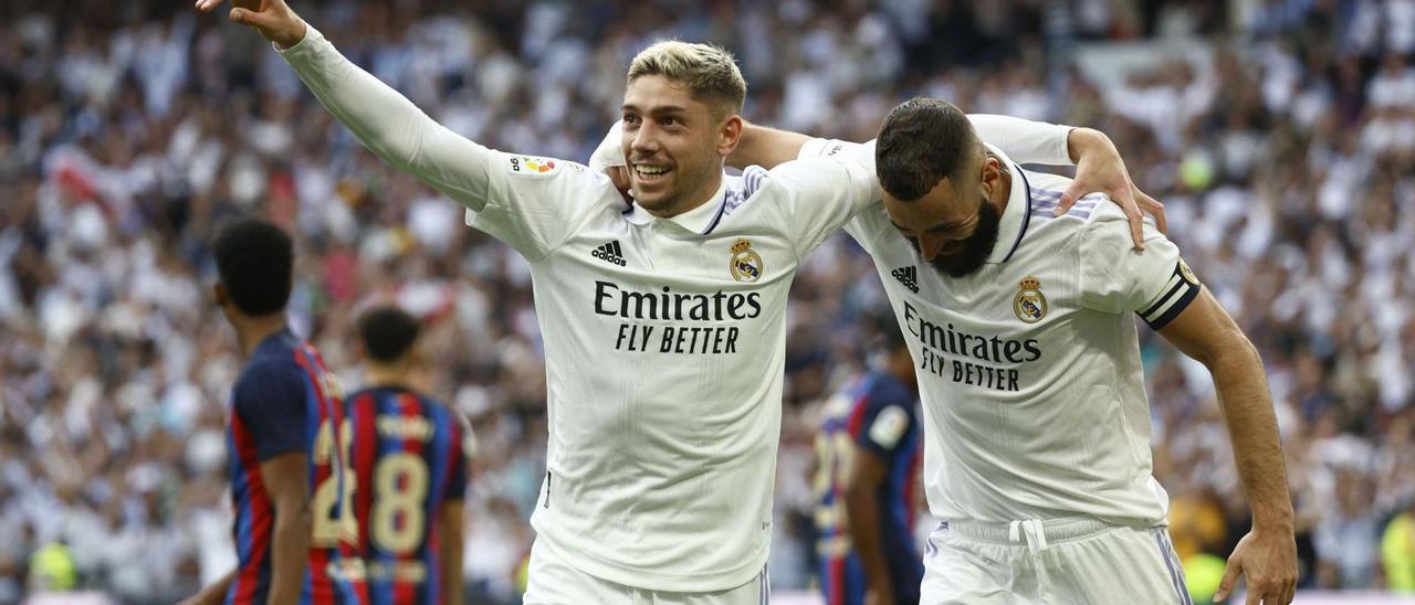 Fede Valverde i Benzema
van marcar els dos primers
gols locals.  efe/rodrigo jiménez | REUTERS/SUSANA VERA
