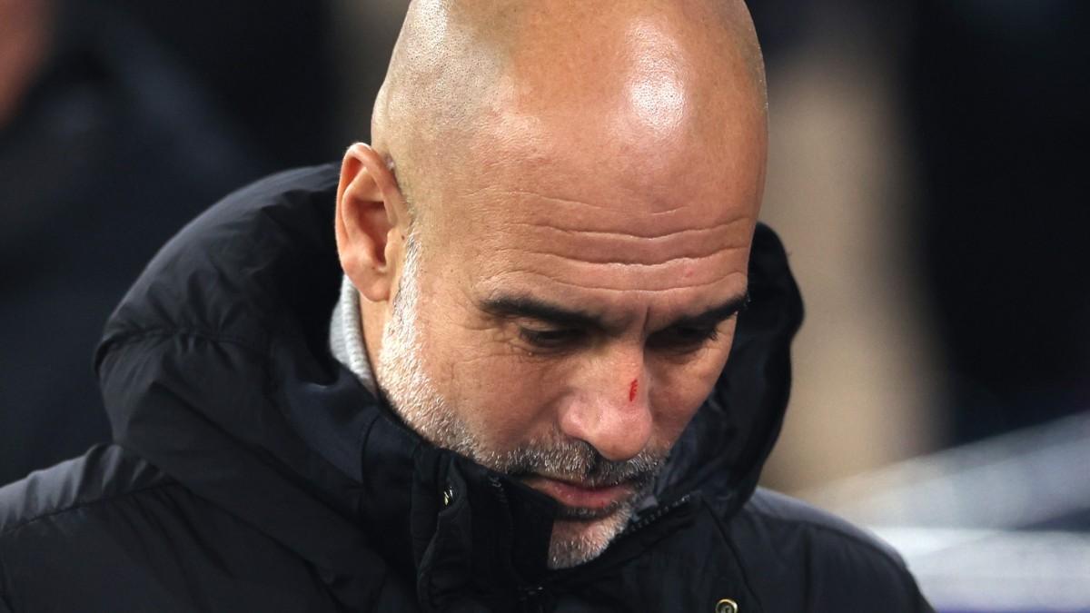 Pep Guardiola durante el partido de Champions League ante el Feyenoord