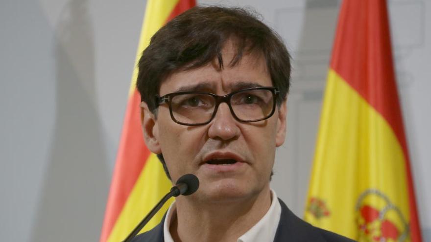 El ministre de Sanitat, Salvador Illa, en roda de premsa des de la delegació del govern espanyol a Barcelona