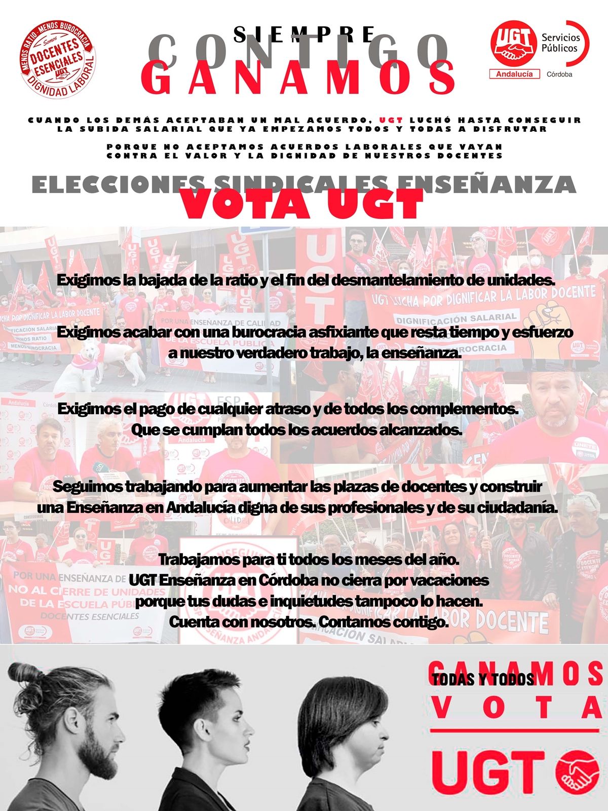 Cartel de UGT para las próximas elecciones sindicales de enseñanza que se celebran el 1 de diciembre.