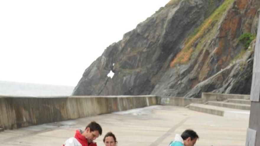 Científicos de la Cepesma, haciendo la necropsia a un calamar gigante.