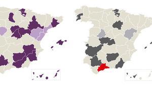 Variación por provincias escaños partidos CIS