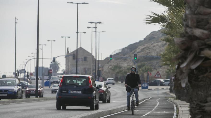 La plataforma reclama que el carril-bici vaya por la costa donde hoy siguen las vías del tren