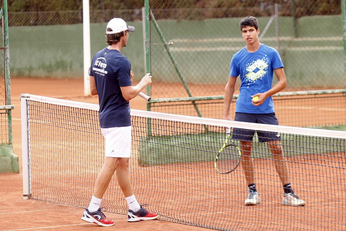 Carlos Alcaraz en septiembre de 2018 en su primer entrenamiento a las órdenes de Juan Carlos Ferrero.