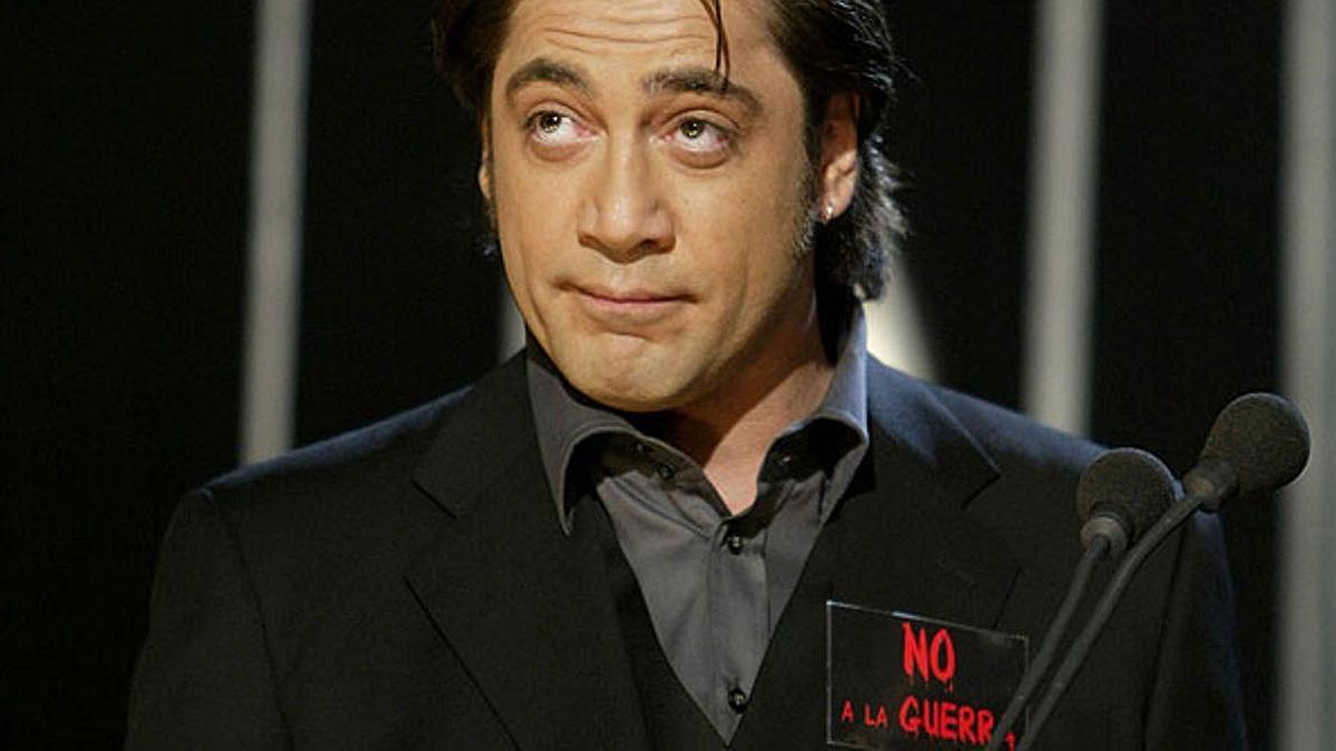 Javier Bardem, en la gala de los Goya del 'No a la guerra'.