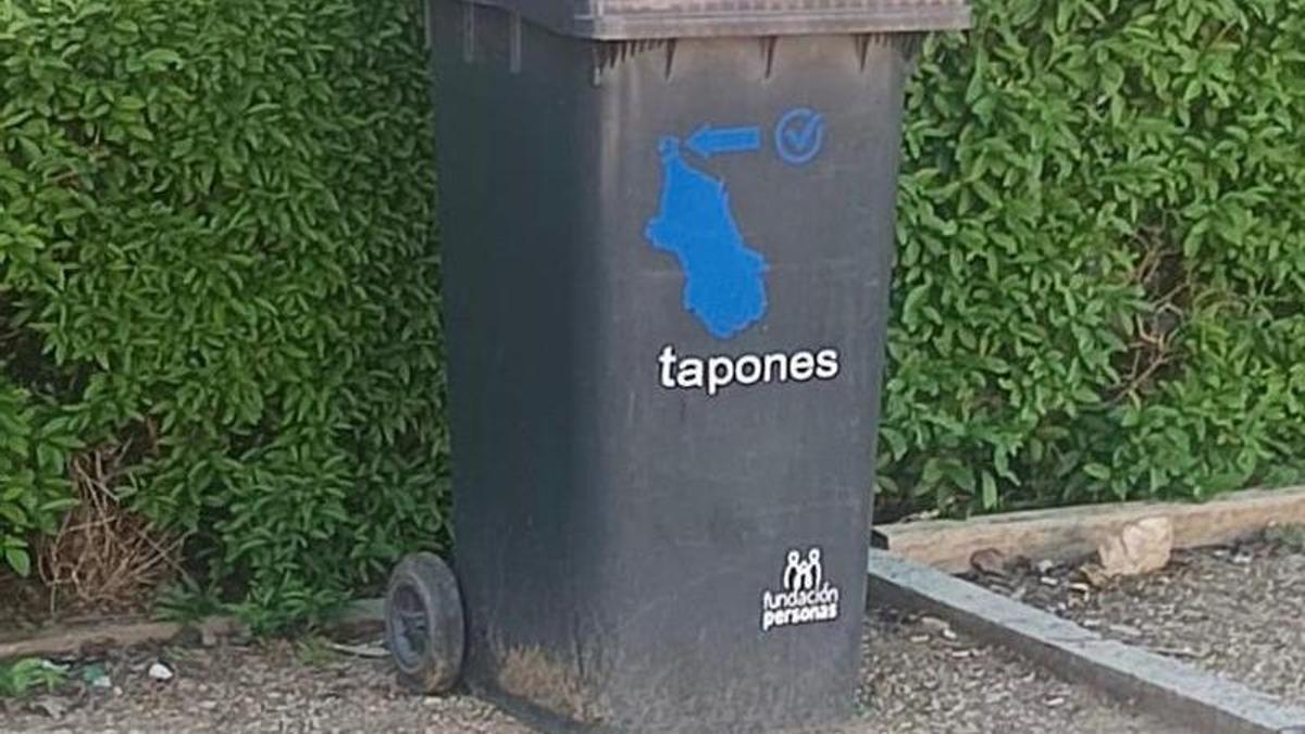 Contenedor de recogida de tapones.