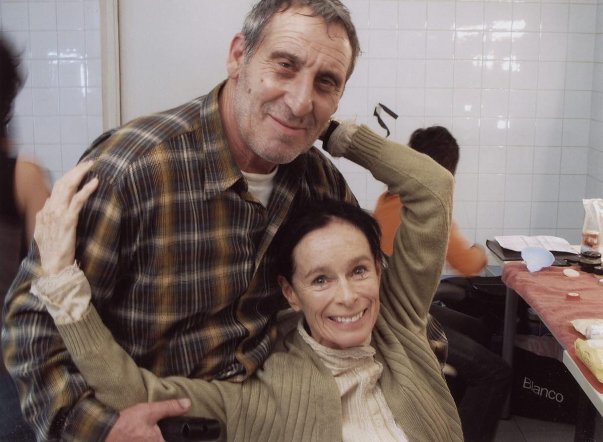 Junto a la actriz Geraldine Chaplin durante el rodaje de "Los Totenwackers" en 2007