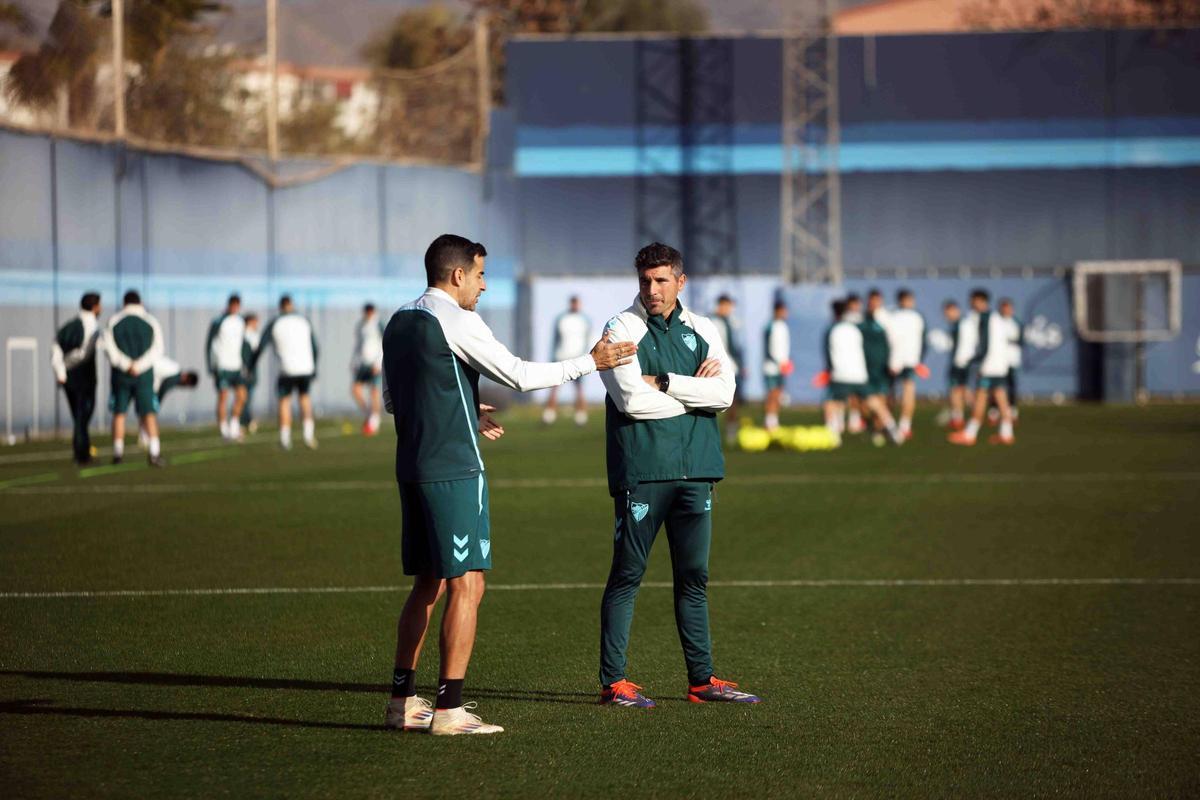 Funes, durante un entrenamiento en el anexo de La Rosaleda.
