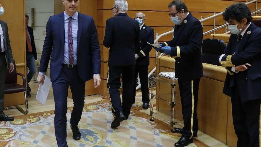 Pedro Sánchez, ayer, a su llegada al Senado para asistir a la sesión de control.