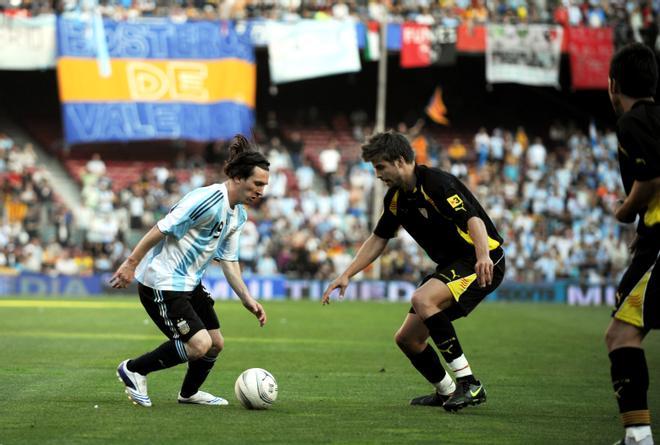 En 2008, con la selecció catalana ante Messi