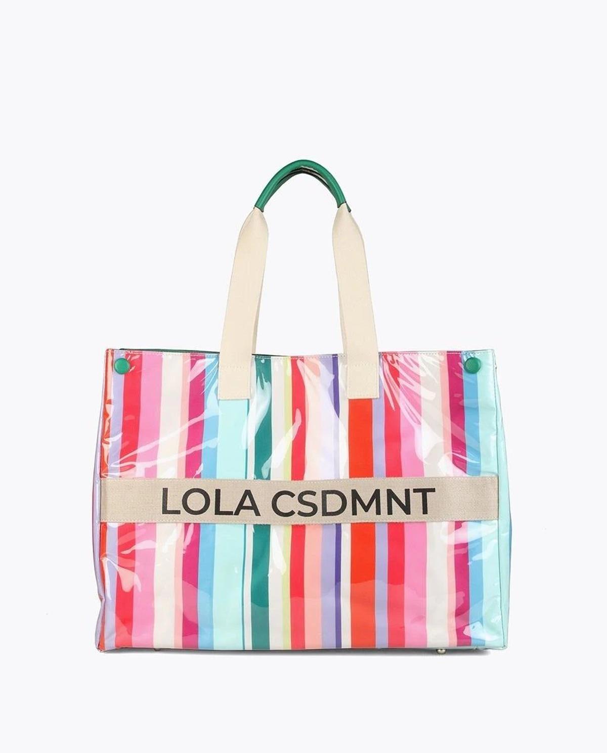 Bolso plastificado de rayas de Lola Casademunt