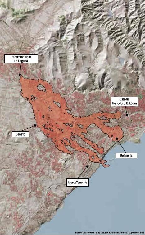 Las cenizas de La Palma cubrirían el 27% del área metropolitana